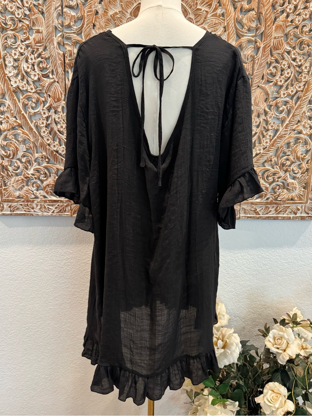 Ekouaer Fun Firty Ruffled Hem, Loose Fit, Lightweight Dress/ Coverup - Picture 3 of 14